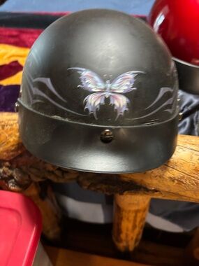 Black Butterfly Motorcycle Half Helmet